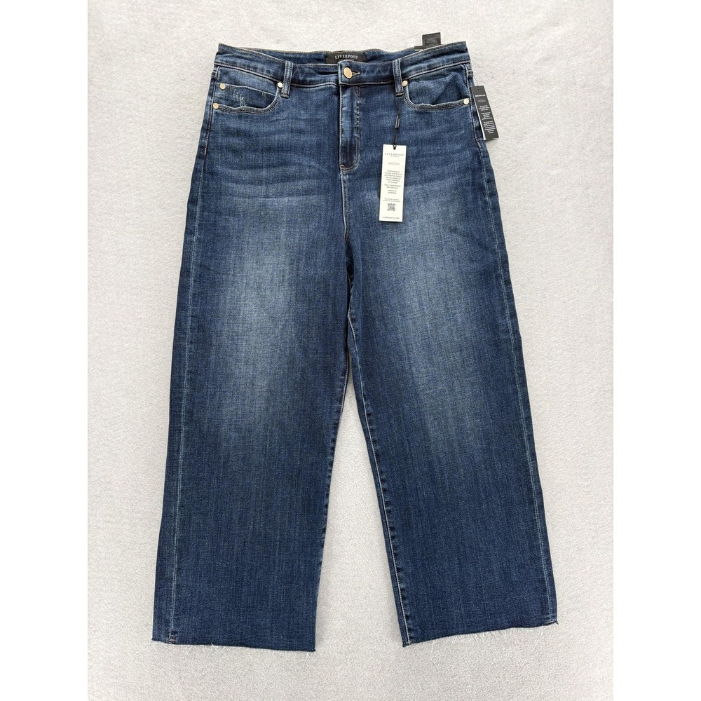 Liverpool Eco Stride Hi-Rise Crop Wide Leg Jeans Womens 12/31 Blue Medium Wash